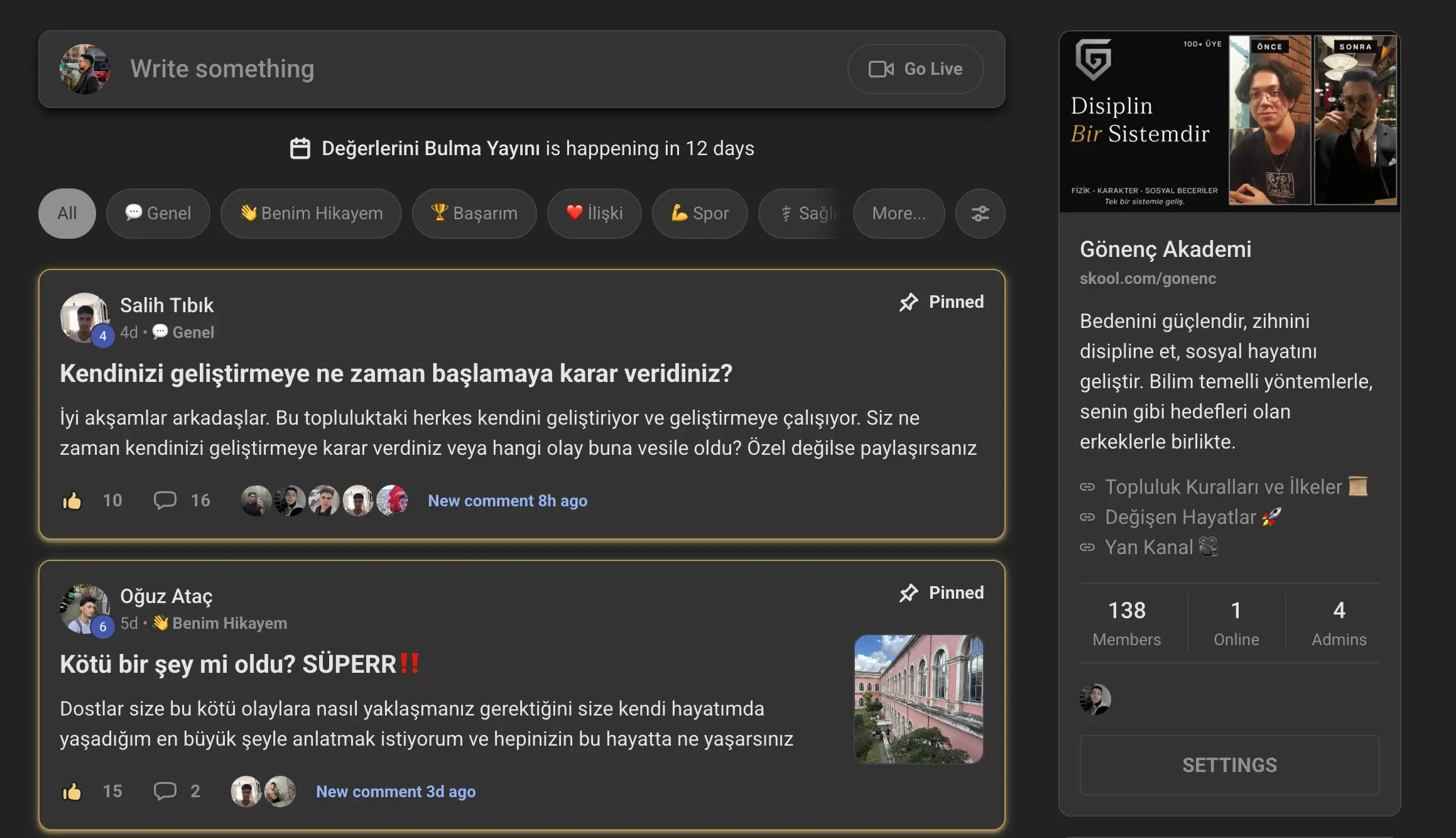 SEÇKİN TOPLULUK alanından görünüm
